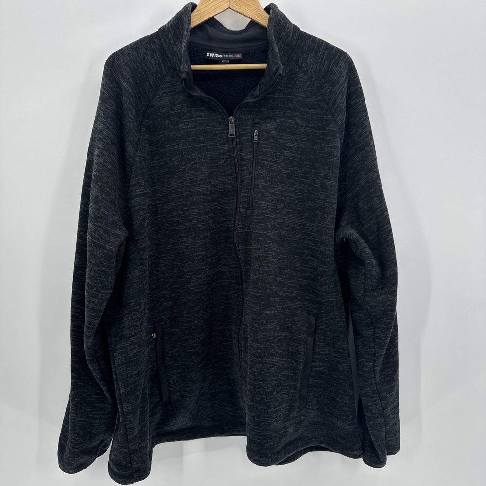 SWISS TECH‎ SOFT SHELL FULL ZIP JACKET CHARCOAL GRAY MENS 2XL 3 Pocket